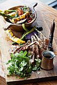 Rack of lamb with chargrilled vegetables and watercress