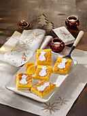 Orange slices with snowman decoration