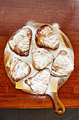 Sfogliatella, sometimes called a lobster tail in English. Shell-shaped filled Italian pastries native to Campania