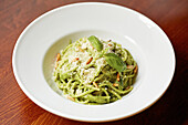 Linguine with Pesto, Fresh Basil, Green Beans &amp; Toasted Pine Nuts
