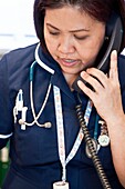 Nurse making a phone call