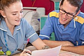Healthcare assistant and nurse