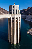 Water intake tower for Hoover Dam in Lake Mead, USA