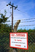 Fly-tipping sign in Essex