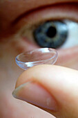 Man with a contact lens