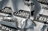 Blister pack of paracetamol tablets