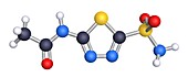 Acetazolamide, molecular model