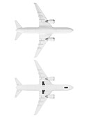 White aeroplane, illustration