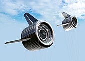 Airborne wind turbines, conceptual illustration