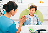 Young boy and dentist