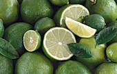 Limes with lime leaves