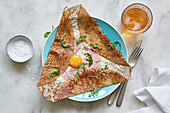 Ham, cheese and egg crepe