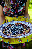 Summer tart with blueberry jam