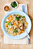 Barley butternut 'risotto' with mushrooms