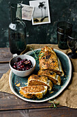 Nutty roast vegetables in puff pastry with shallots
