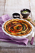 Spiral quiche with vegetables