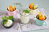 Goat's cream cheese with wild garlic and vegetable sticks