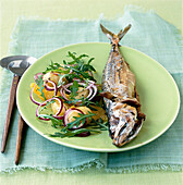 Grilled mackerel with orange salad