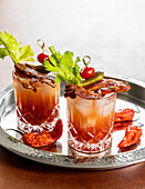 Bloody Mary cocktail with bacon