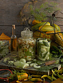 Still life with pickled cucumbers