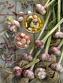Still life with pickled garlic