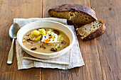 Sour potato soup with mushrooms from Giant Mountains