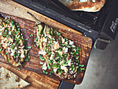 Grilled eggplant with feta and herbs