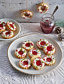 Christmas cookies with raspberry jam