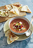 Mexican bean soup with tortillas