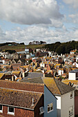 Blick über die Dächer in Hastings, UK