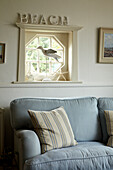 Light blue sofa in Norfolk beach house, UK