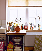 Country kitchen detail with Belfast sink and window