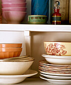 Close up of crockery on shelf Stockholm Sweden