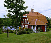 Exterior of Scandinavian style timber house