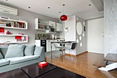 Modern living room with kitchen combined, Palermo, Buenos Aires, Argentina