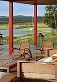 Uruguay, lounge chairs on porch