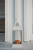 Uruguay, Manantiales, candle lantern outside beach house