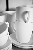 White cups and china crockery