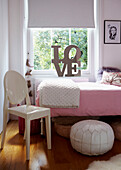 Girl's bedroom in Grade II listed Georgian townhouse in London