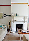 Ornaments on mantlepiece above artificial fire in Wairarapa North Island New Zealand