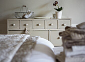 Painted drawer unit in country style bedroom