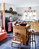 Fresh bread on kitchen island in Christmas kitchen