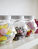 Assortment of sweets in glass storage jars Isle of Wight England UK