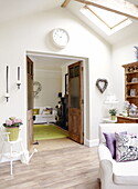 View through doorway to living room of Gateshead apartment Tyne and Wear England UK