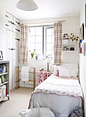 Childs room with single bed and built-in storage, Oxfordshire, England, UK