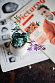 Cut flowers and magazines in Kent home England UK