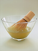 Japanese green tea with bamboo whisk
