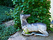 Garden ornament on doorstep of Massachusetts home, New England, USA