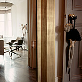 View through doorway into large living room