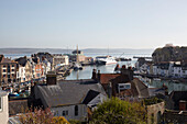 Hafen und Fischersteg von Weymouth, Dorset, Vereinigtes Königreich